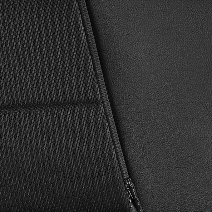 CAR PASS Leather Back Seat Cover, Breathable Mesh Universal Bench Seat Cover, Super 5mm Composite Sponge Inside, Airbag Compatible Fits Most Automotive, Cars, SUVs, Trucks, and Vans (Rear, Black) - Image 6