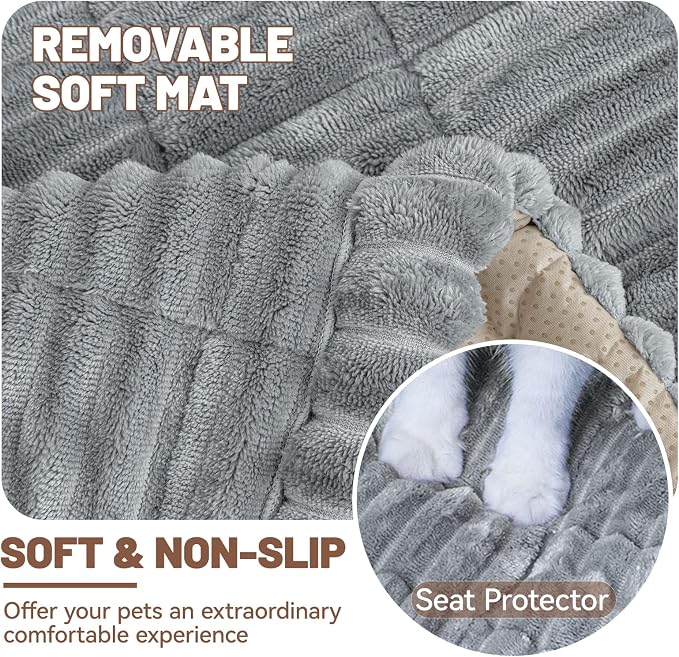 Dog Car Seat Waterproof Bed Cover Back Seat Light Grey 23.6”x51” | Nonslip Soft Comfortabl Pet Bed Mat Car Blanket for Travel Backseat Extender Seat Covers Dog Bed for Cars Trucks and SUVs - Image 5