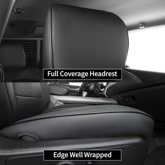 EKR Ram 1500 Seat Covers Custom Fit for (Quad Cab) RAM 1500 Laramie/Rebel 2019 2020 2021 2022,Waterproof Black Car Seat Cover for Trucks Full Set-Faux Leather(Black) - Image 6