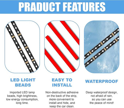 Car LED Strip Light, 24 LED 12V USB Port, Red | RGB Neon Auto Interior Atmosphere Lights, Under Dash Ambient Night Light, Universal Decorative Lamp Accessory for Car Truck - Image 3