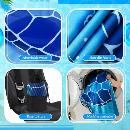 Hahafelt 1 Pack Car Seat Towel Cover with Storage Bag, Sea Turtles Style | 63 x 32 in Car Towel Seat Cover Non Slip Waterproof, Gym Workout Swimming Running, Machine Washable Sweat Absorbent Protector - Image 3