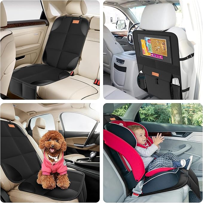 SMART ELF Backing Backseat Car Organizer Kick Mat with Storage Pockets | Waterproof 600D Baby Car Seat Protector for Leather and Fabric, Universal Size Baby/Pets for Child Car Seat - Thick Padding - Image 8