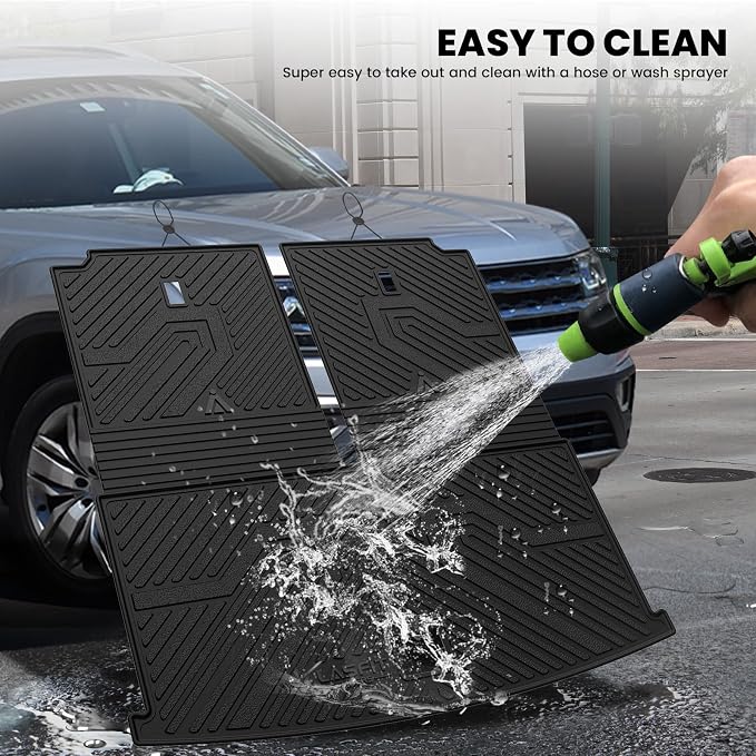 LASFIT Cargo Mat for Volkswagen VW Atlas 2018-2026(Not fit Cross Sport), All Weather TPE Custom Fit Trunk Mat & Seatback Mat for VW Atlas 6&7 Seats Accessories, Black, Easy to Clean - Image 8