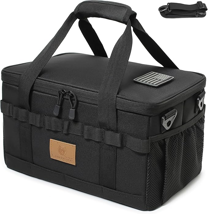 Tactical Camping Storage Bag 18L Tactical Utility Tote Bag Camping Cookware Organizer Trunk Organizer (Black) by Lemubeane