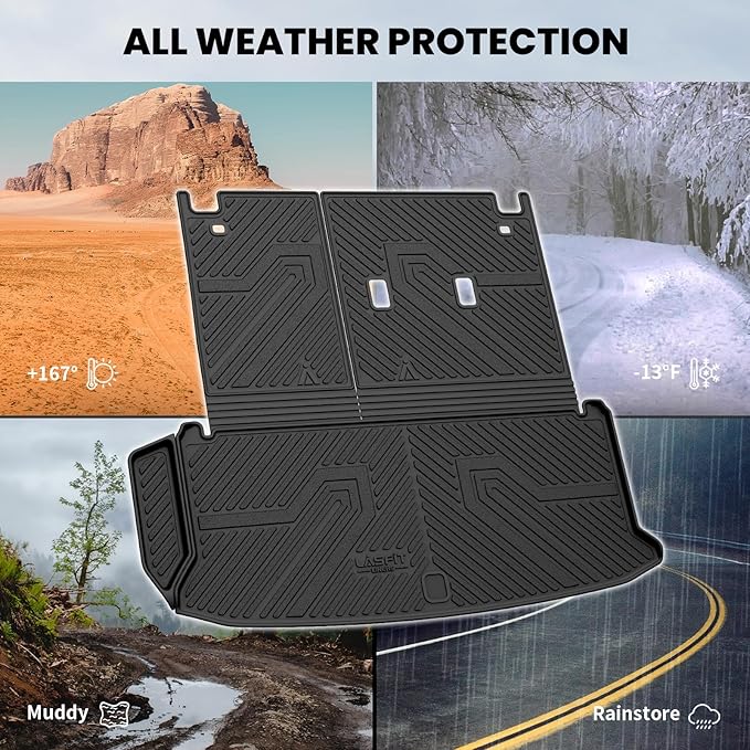 LASFIT Cargo Mat for Toyota Grand Highlander 2024-2026 with Backrest Mat | Not for Highlander, Fits Gas& Hybrid Models, Fits 7 & 8 Seats, Rear Cargo Area, All Weather TPE, Easy to Wash - Image 5