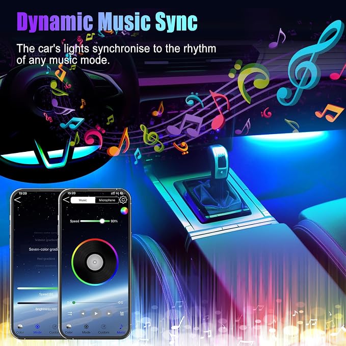 Honalia Car Lights Interior, LED Lights for Car Interior with APP Control | Smart Truck Inside Lights with DIY and Music Mode,Car Ambient Lighting for Truck SUV Jeep Man Woman,DC 12V - Image 3