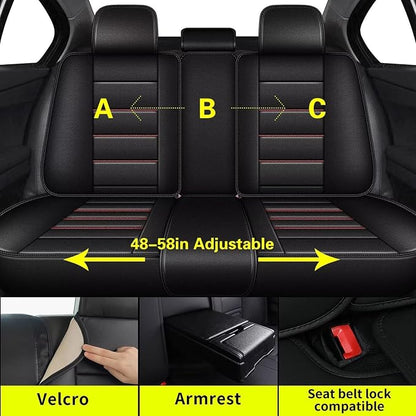 IKABEVEM Car Seat Covers Fit for Honda Accord 2007-2017: Full Set Luxury Leather Automotive Seat Covers, Car Seat Protector(5 Seats, Black&Redline) - Image 2