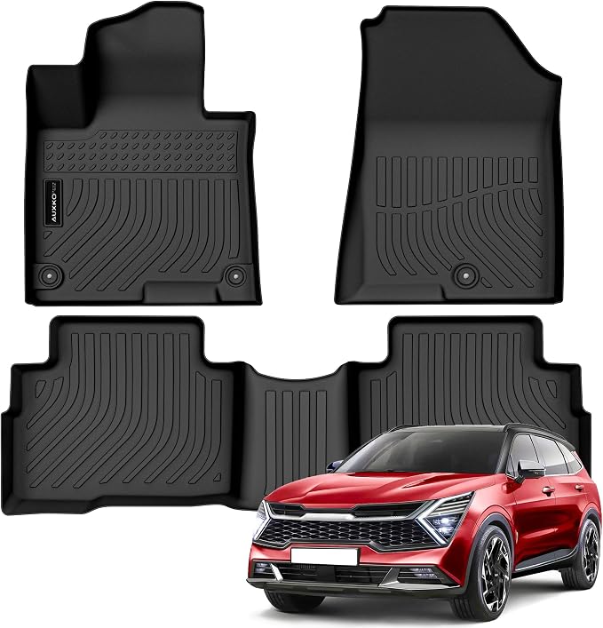 AUXKO All Weather Floor Mats for Kia Sportage Hybrid 2023 2024 2025 2026 | High Wall,All-Weather,All Season,Odorless,Anti Slip,Rain&Salt Resistant,TPE Material,Black,Accessories,Pet Friendly by AUXKO