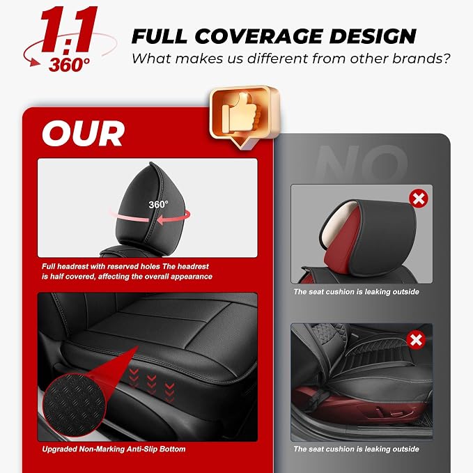 TTX LIGHTING Custom Fit for Nissan Altima Seat Covers 2013-2018 S SV SR SL | Original Pattern | Full Coverage | Faux Leather | Easy Install & Clean | Waterproof | Shield Your Car Seats | Pet-Friendly - Image 6