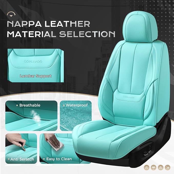 Coverado Car Seat Covers, Seat Covers for Cars, Waterproof Leather Auto Seat Protectors, Leather Car Seat Cushion, Car Interiors Accessories Universal Fit for Most Cars - Image 3