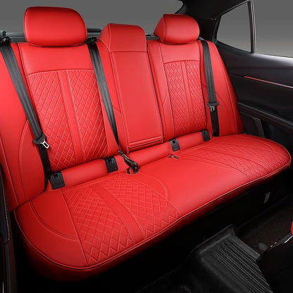 Custom Fit Camry Seat Covers for 2025 2026 Toyota Camry LE SE - Red | Waterproof Faux Leather Full Coverage, Car Seat Protectors Full Set with Armrest Covers, Airbag Compatible - Image 2