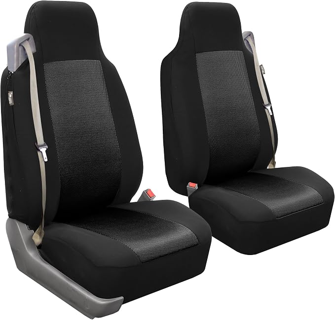 FH Group All Purpose Flat Cloth Car Seat Covers - Universal Fit, Full Set Seat Covers, Washable, Fit Most Car, Truck, SUV, Van - Black - Image 2