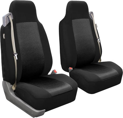 FH Group All Purpose Flat Cloth Car Seat Covers - Universal Fit, Full Set Seat Covers, Washable, Fit Most Car, Truck, SUV, Van - Black - Image 2