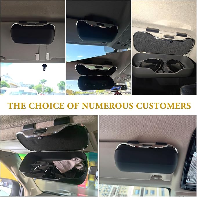 Sunglass Holder for Car Visor Clip, Car Sunglass Holder Case Black | Push-button Visor Sunglass Holder Clip，Full Wrap Dustproof Sunglass Case with Anti-Scratch Lining,Suitable for Trucks, Sedans - Image 5