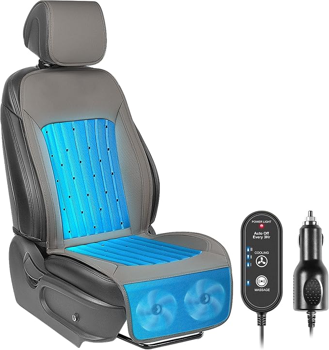2026 Upgraded Cooling Car Seat Cover Front Seat, 12V-24V Ventilated Cooling Car Seat Cushion, Cooled Seat Cover for Car SUV Truck Universal Fit, Stone Grey by Paffenery
