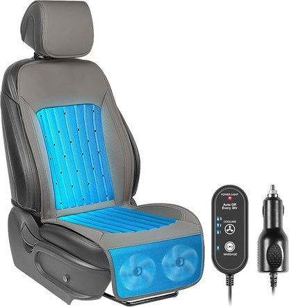 2026 Upgraded Cooling Car Seat Cover Front Seat, 12V-24V Ventilated Cooling Car Seat Cushion, Cooled Seat Cover for Car SUV Truck Universal Fit, Stone Grey by Paffenery