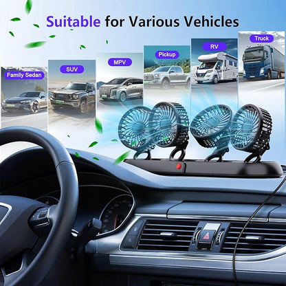 4-Head Car Fan,3-Speed Adjustable Car Cooling Fan for Vehicle,360°Rotatable Portable Cooling Fans for Car,USB/12V Cigarette Lighter Powered,Powerful Airflow for SUV Rv Sedan Van Boat - Image 7