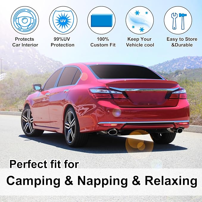 TINGLU Window Shades for Honda Accord 2013 2014 2015 2016 2017 Accessories Car Side Full Windows Windshield Sun Shade Sun UV Rays & Privacy Protection for Camping,Napping,and Relaxing 6PCS - Image 6