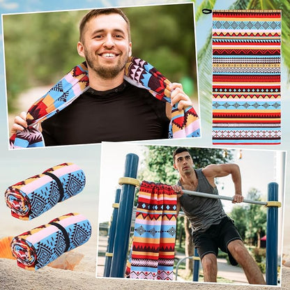 Hahafelt Car Seat Towel Covers Christmas Car Accessories Gifts Athletic Running Towel Performance Microfiber Post Workout Sweat Washable Cover Non Slip for Seat Outdoor Sport(Tribal) - Image 4