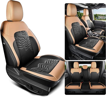 Red Rain Car Seat Cover Custom Fit Ford Bronco Seat Covers 4Door 2021-2026 | Black and Orange Waterproof Leather Seat Protector 5 Seater (Bronco 4Door-Black+Orange) - Image 3