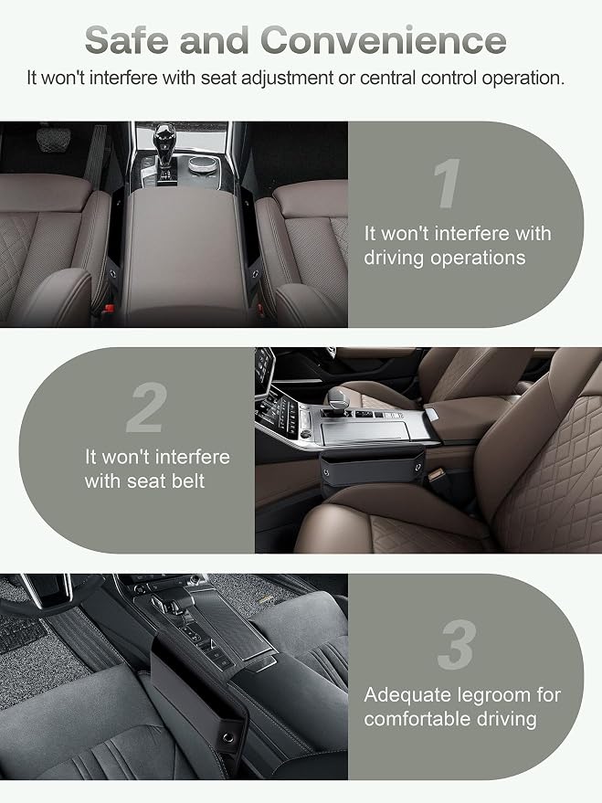 Premium Leather Car Seat Gap Filler Organizer (0.2”-1.2" Gaps), Clever Gifts for Car SUV Truck Owners (Black, 2 Pack) - Image 9