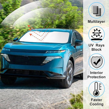 Windshield Sun Shade for 2025 2026 Nissan Murano Accessories | Full covered for windshield, Foldable & Durable, Block UV Rays, Reduce Heat, Easy to install, Keep Car Cooler - Image 2