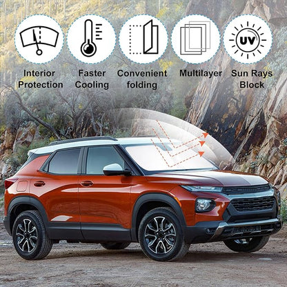 Windshield Sunshade for 2021-2025 2026 Chevrolet Trailblazer | Full covered for windshield, Foldable & Durable, Block UV Rays, Reduce Heat, Easy to install, Keeps Car Cooler - Image 2
