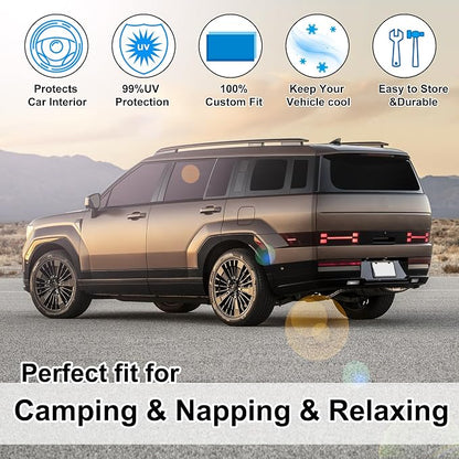 Windshield Sun Shade Car Windshield Foldable Full Windows Coverage Custom Fit for 2024-2026 Hymdai Santa Fe Accessories Car Window Shades Block Sun UV Rays 10PCS - Image 6