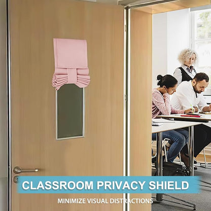 RYB HOME Classroom Door Window Cover, Blackout Door Curtain No Drill | Emergency Lockdown Shade for School Door Window, Room Darkening Block Views, Office Door Curtain, W8 x L36, Pink, 1 Panel - Image 3