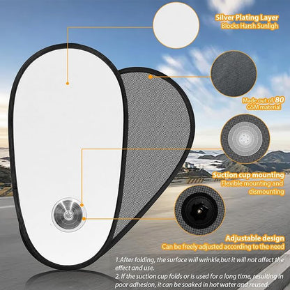 2 Pack Silver Coated Car Window Shades for Baby - Rotatable Sun Visor for Side Windows, UV Reflective Mesh Sun Blocker, Fits Front & Rear Windows, with Suction Cups - Image 3