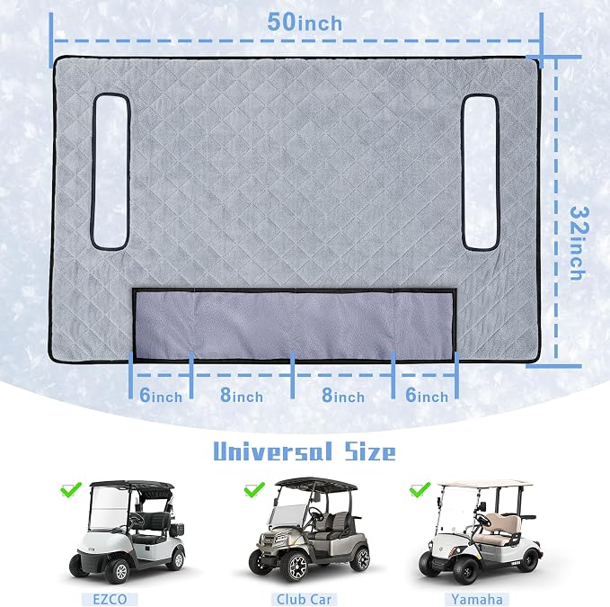 YOKYHOM Golf Cart Seat Covers with 4 Front Pockets, Thick Seat Towel Blanket with Non-Slip Backing, Fits EZGO, Club Car, Yamaha and More 2 & 4 Passenger Golf Carts, Gray - Image 4