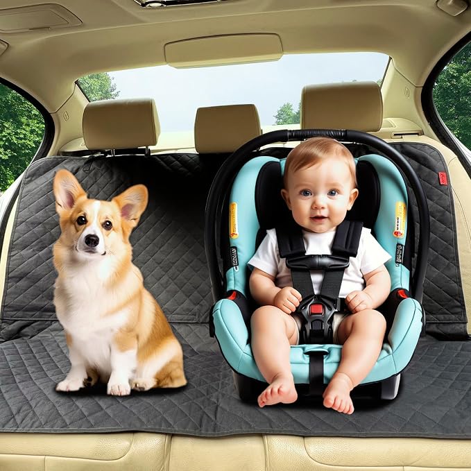 Kaiphy Dog Car Seat Cover, Back Seat Cover for Dogs Pet Car Seat Protector Waterproof Bench Car Seat Cover, Non-Slip Rear Seat Cover with 4 Safety Belt Openings for Safe Travel, Fits Cars Trucks SUVs - Image 8