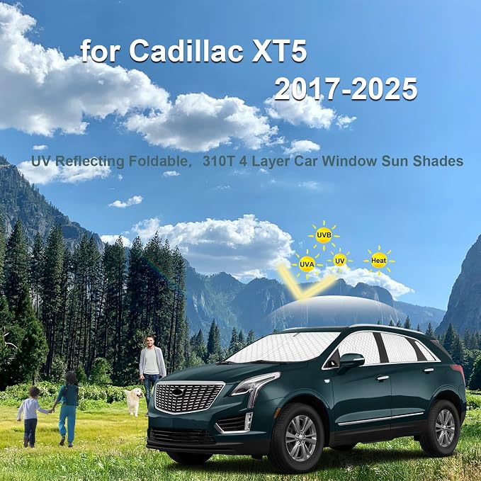 KMF 8pcs Thicken Sun Shades for Cadillac XT5 Accessories 2017-2025, Full Car Window Covers Sunshade for Windshield Side Rear, UV Block and Blackout Privacy for Camping Outdoor - Image 6