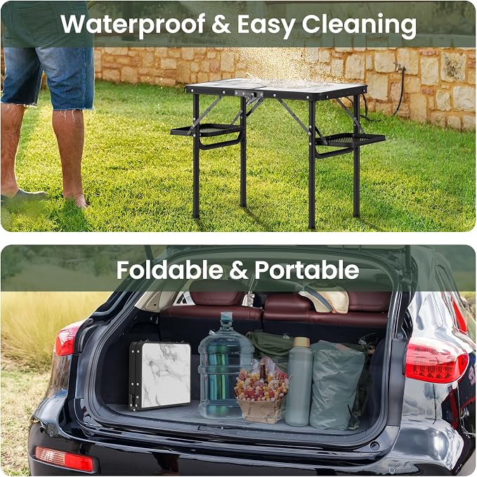 Titanker Small Camp Table 2ft, Folding Camping Table Portable with Storage Bag & Side Racks, Picnic & Beach Table, Car Camping Essentials, Aluminum Light & Solid - Image 7