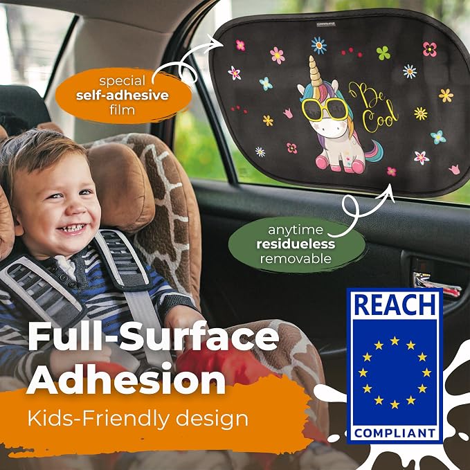 CARAMAZ Car Window Shade for Baby with Certified UV-Protection 2 Pack - 20"x12" - Image 2