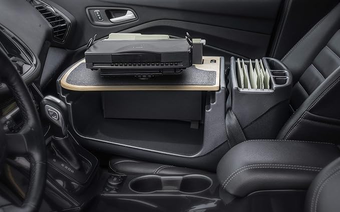 AutoExec AE-FMEF-PS-11M Efficiency FileMaster Car Desk for Your Vehicle Workstation and Mobile Office, Natural with Printer Stand - Image 2