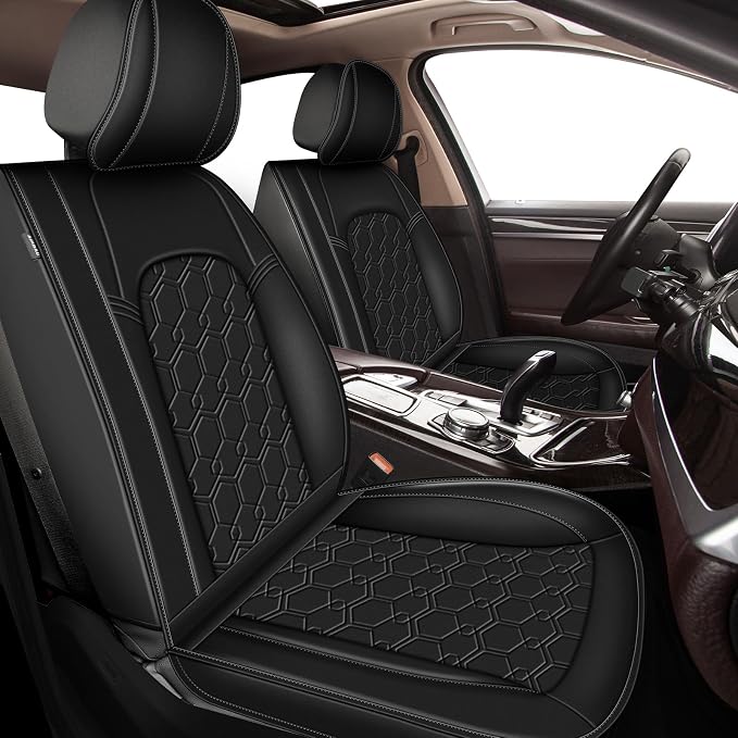 Car Seat Covers for Nissan Rogue 2010-2026 2027 Full Set Faux Leather | Waterproof Breathable Scratch Resistant 360° Wrap Airbag Compatible Easy Clean (5 Seats,Black) by ShieldYourSeats