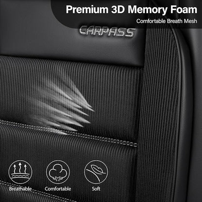 CAR PASS Memory Foam Seat Covers Front, Airy Cool Mesh Thick Car Seat Covers, Leather Car Seat Covers Front Seats Airbag Compatible, Universal Automotive Comfort for Most Cars, Trucks, SUV, Black - Image 5