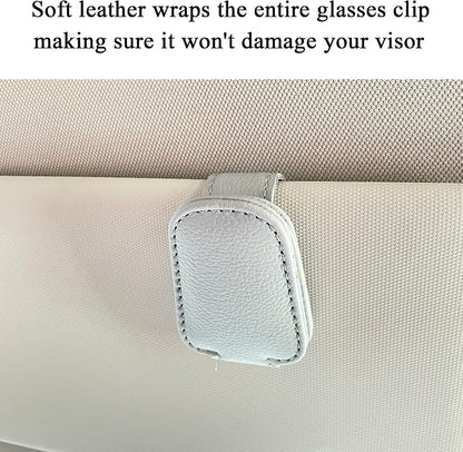 KIWEN Sunglasses Holders for Car Visor, Magnetic Leather Glasses Eyeglass Clip for Car, Ticket Card Clip Sunglasses Mount, Car Visor Accessories Gadgets (1, Grey) - Image 7