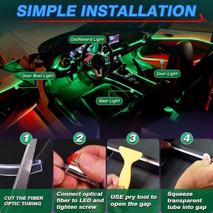 MICTUNING 6 in 1 RGB Interior Car LED Strip Lights, APP and Remote Control | Sound Active & Music Sync Mode, 16 Million Colors & 29 Dynamic Modes, Adjust Brightness, 390-Inch Fiber Optic - Image 6