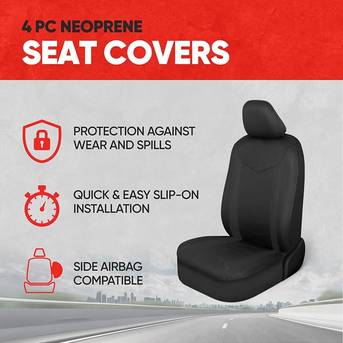Motor Trend Neoprene Waterproof Seat Covers for Cars, Trucks, & SUV – Black Automotive Interior Protectors - Rear Split Bench Protector for Kids Dogs & Pets – Forros para Asientos de Carro - Image 6