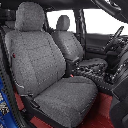Custom Fit Seat Covers for 2016-2023 Toyota Tacoma Double Cab/Crew Cab SR,SR5,TRD Off Road,TRD Pro,TRD Sport,Limited,Fully Covered,UV Resistant Polyester Seat Protector (Full Set,Gray) by Coverdream