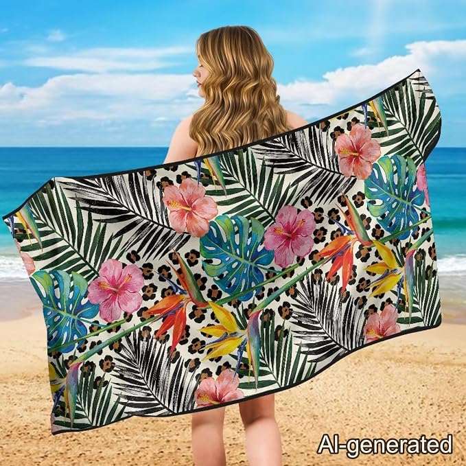 Tropical Plants Car Towel Seat Cover Breathable Non-Slip Car Seat Cover Protector Removable Automotive Accessories for Cars SUV Trucks - Image 4