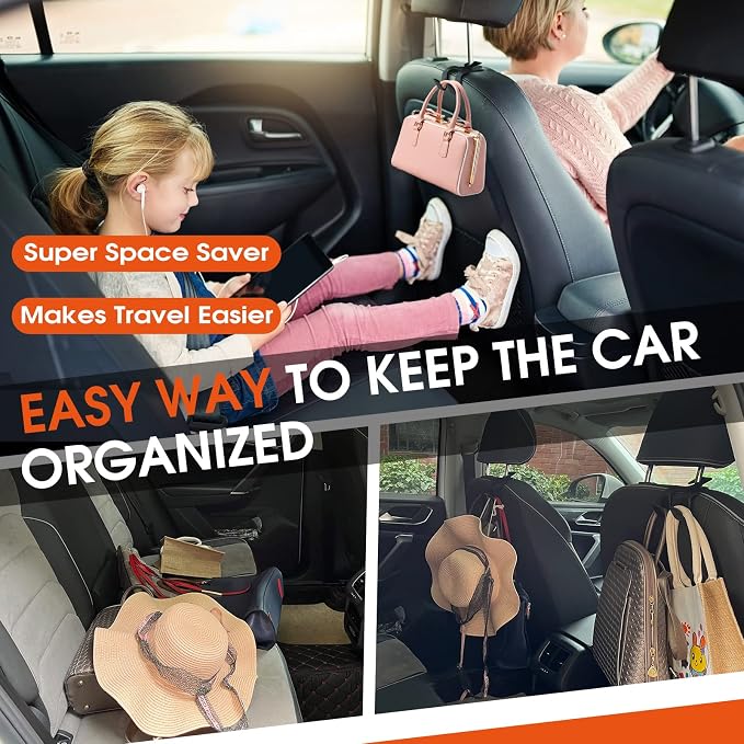 Car Headrest Hooks for Purses and Bags, Upgraded 2 in 1 Cars Back Seat Head Rest Hanger Vehicle Leather Organizer Storage Holder Hook Matching Cars Interior, 1-Pack, Brown - Image 6