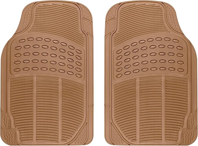 BDK ProLiner Floor Mats for Cars Trucks SUV, 2-Piece All-Weather Car Mats with Universal Fit Design, Durable Car Floor Mats with Capture Ridges, Waterproof Rubber Floor Mats for Cars (Beige) by BDK
