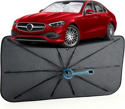 Car Windshield Sun Shade Umbrella for Benz C-Class 2014-2026, 1:1 Exact Fit | [Reflective Coated Fabric] Car Shades Sun Visor Keep Car Cool and Protects Interior, Sunshade Umbrella for Front Window by MakeLifeBetter