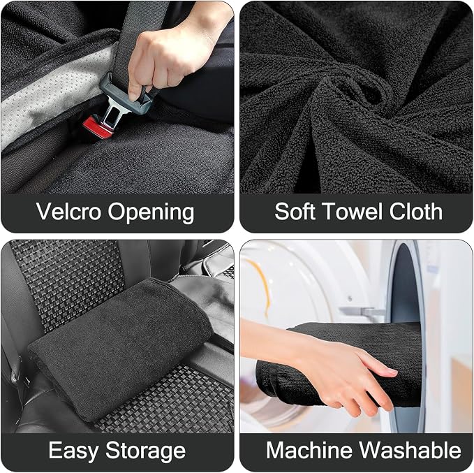 Back Seat Cover Waterpoof Rear Bench Towel Seat Cover for Gym Swimming Surfing Running, Non-Slip Rear Seat Protector Universal Fits Most Auto Truck Van and SUV (Bench Black) - Image 3