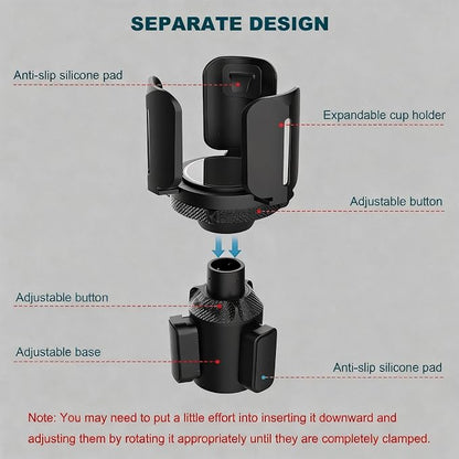 Car Cup Holder Expander, Adjustable 2.95"-5.5" for 10-64oz Bottles, Expandable Base with Anti-Slip Pads - Image 3