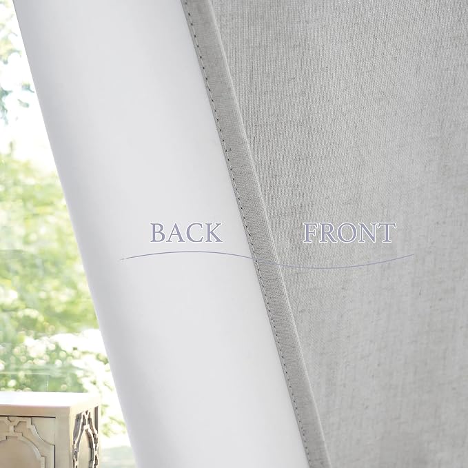 RYB HOME Natural Linen Textured French Door Window Curtains 100% Blackout | Self Adhesive, Thermal Insulated Privacy Energy Saving, Shades for Nursery Office Patio Glass Door, W26 x L80, 1 Panel - Image 7