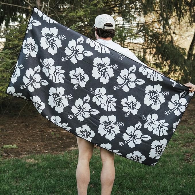 Sprints Athletic Running Towel, Full-Sized, Car Seat Cover - Performance Microfiber (Flex on the Beach - Black w/Snaps) - Image 8